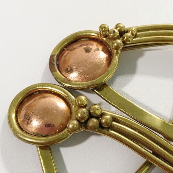 Vintage Handcrafted Baldwin Signed Modernist Copper and Brass Scarf Belt Buckle - Picture 12 of 14